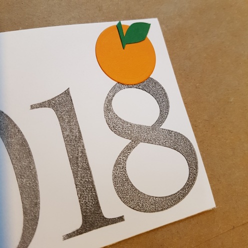 A Bit Of Glue & Paper - handmade greeting card, kagami mochi, new year, Japan, Japanese, orange, stamped, 2018 - Vancouver, BC