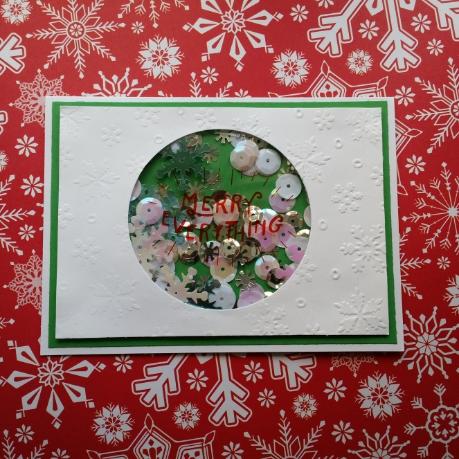 A Bit Of Glue & Paper -handmade Christmas card, merry everything, shaker card