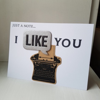 A Bit Of Glue & Paper - handmade Valentine's Day card, typewriter, I like you, speech bubble, crush, clean and simple - Vancouver, BC